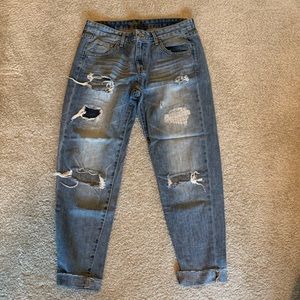 Distressed boyfriend jeans